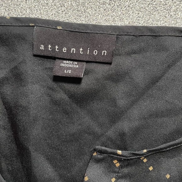 Attention Black & Gold Blouse Size Large - Picture 7 of 11